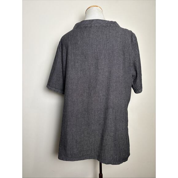 Eileen Fisher Organic Cotton‎ Tunic Top Size M Short Sleeve Lagenlook Minimalist - Picture 2 of 6